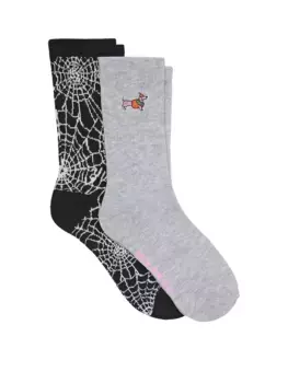 Комплект из 2 носков для экипажа Pink, цвет Spider Intarsia Halloween