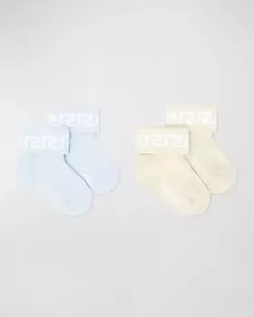 Комплект из 2 носков с отделкой Greca для мальчика, размер для новорожденных – 12 м Versace, цвет Blue