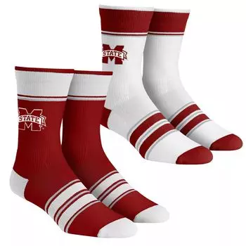 Комплект из 2 носков Youth Rock Em Socks Mississippi State Bulldogs в несколько полосок Team Crew Unbranded