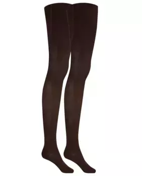 Комплект из 2 однотонных хлопковых колготок Punto Blanco, темно-коричневый
