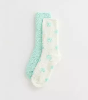 Комплект из 2 однотонных и простых уютных носков New Look, мятно-зеленый