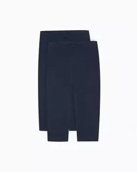 Комплект из 2 однотонных леггинсов для девочек с эластичной резинкой на талии Zippy, темно-синий