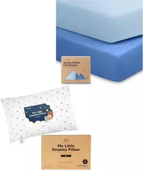 Комплект из 2 органических простыней для кроватки Keababies и мини-подушки для малышей с наволочкой 9X13 — мягкие и дышащие простыни для кроватки для мальчиков и девочек — мягкие подушки для сна из органического хлопка для малышей