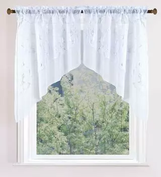 Комплект из 2 панельных штор с имитацией дикого шелка и вуали, 245x45, белая орхидея, 80400 Astek, белый