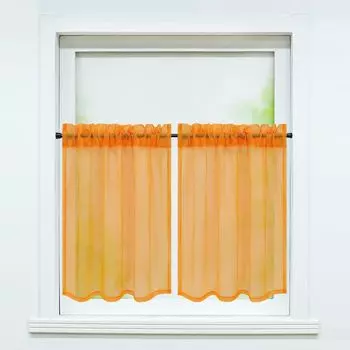 Комплект из 2 панельных штор, вуали-бистро, кухонные шторы на кулиске, однотонные, прозрачные, оранжевые, ШхВ 66х61см Joyswahl, оранжевый