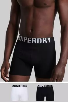 Комплект из 2 пар боксеров из органического хлопка с двойным логотипом Superdry