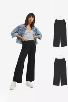 Комплект из 2 пар черных широких брюк JD Williams, черный