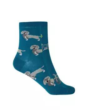 Комплект из 2 пар детских хлопчатобумажных носков с собакой и велосипедом Punto Blanco, синий