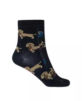 Комплект из 2 пар детских хлопчатобумажных носков с собакой и велосипедом Punto Blanco, темно-синий