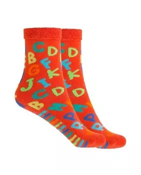 Комплект из 2 пар нескользящих хлопковых носков для девочек с закатанными манжетами Punto Blanco, оранжевый