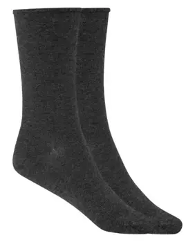 Комплект из 2 пар однотонных женских носков из органического хлопка с закатанными манжетами Punto Blanco, серый