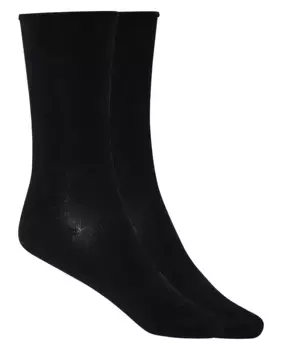 Комплект из 2 пар однотонных женских носков из органического хлопка с закатанными манжетами Punto Blanco, черный