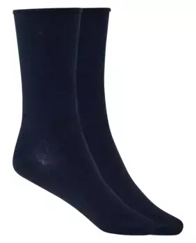 Комплект из 2 пар однотонных женских носков из органического хлопка с закатанными манжетами Punto Blanco, темно-синий