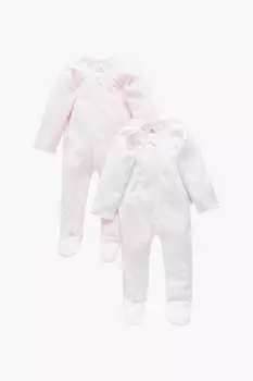 Комплект из 2 пар розовых комбинезонов на молнии Purebaby, розовый