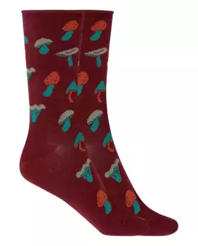 Комплект из 2 пар женских хлопчатобумажных носков с манжетой-рулетом-грибками Punto Blanco, цвет Granate