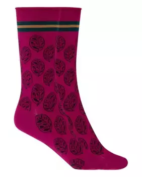 Комплект из 2 пар женских хлопчатобумажных носков с листьями и закатанными манжетами Punto Blanco, розовый