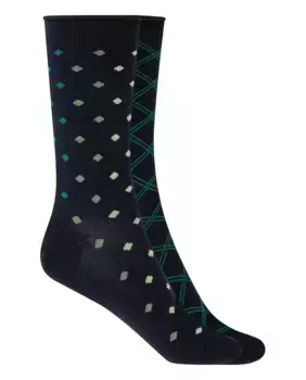 Комплект из 2 пар женских модных хлопковых носков с закатанными манжетами Punto Blanco, темно-синий