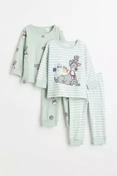 Комплект из 2 пижам из джерси H&amp;M, бирюзовый/леди и бродяга