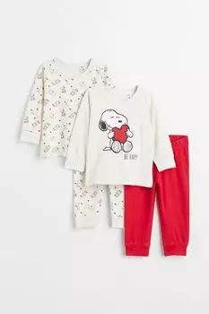 Комплект из 2 пижам из джерси H&amp;M, натуральный белый/снупи