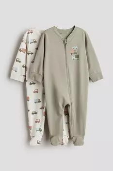 Комплект из 2 пижам на молнии H&M, зеленый