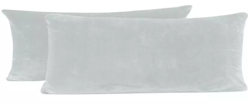 Комплект из 2 плюшевых наволочек Тедди, однотонный, приятный, теплый, размер: 40 х 145 см, цвет: серый One-Home