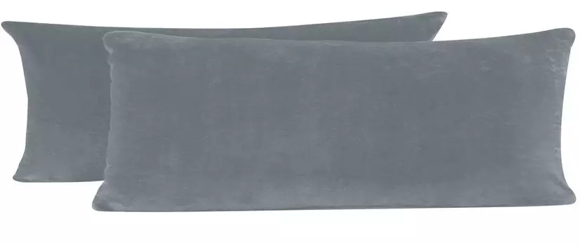 Комплект из 2 плюшевых наволочек Тедди, однотонный, приятный, теплый, размер: 40 х 145 см, цвет: антрацит One-Home