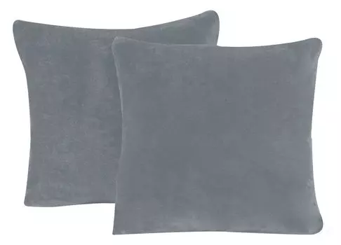 Комплект из 2 плюшевых наволочек Тедди, однотонный, приятный, теплый, размер: 50 х 50 см, цвет: антрацит One-Home