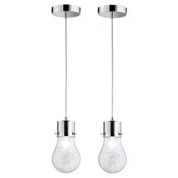 Комплект из 2 подвесных светильников, дизайн Edison, сетка, стекло, D 12 см. etc-shop, серебро