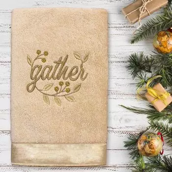Комплект из 2 полотенец для рук Linum Home Textiles Gather с вышивкой, белый