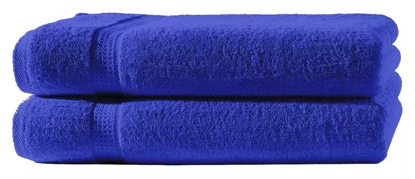 Комплект из 2 полотенец королевского синего цвета 50х100 см, хлопковое полотенце, махровое, пушистое, мягкое One-Home, синий