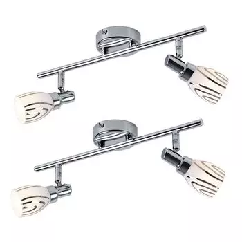 Комплект из 2 потолочных светильников, хром, опал, подвижные споты, L 36,5см Globo Lighting, серебро