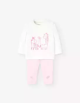 Комплект из 2 предметов для девочки белого и розового цвета Losan