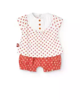 Комплект из 2 предметов для девочки из хлопка с микропринтом Boboli, белый