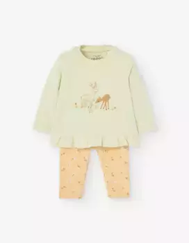 Комплект из 2 предметов для девочки с брюками в рубчик Losan, бежевый