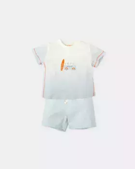 Комплект из 2 предметов для мальчика: футболка Caravan и шорты-бермуды фарфорового цвета Tutto Piccolo, голубой