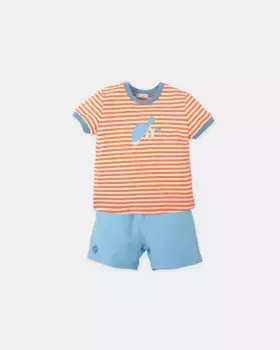 Комплект из 2 предметов для мальчика с рисунком коралловой черепахи Tutto Piccolo, коралловый