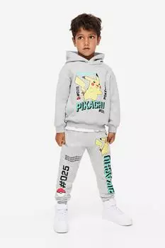 Комплект из 2 предметов H&M x Pokmon Printed Sweatshirt, светло-серый