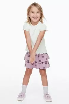 Комплект из 2 предметов из хлопка H&M, белый/фиолетовый горошек