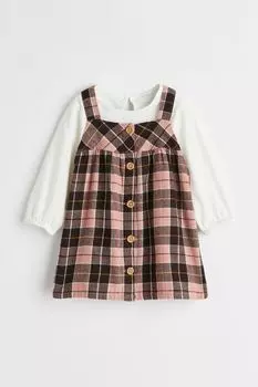 Комплект из 2 предметов из хлопка H&amp;M, белый/клетчатый