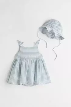 Комплект из 2 предметов из хлопка H&amp;M, голубой/полосатый
