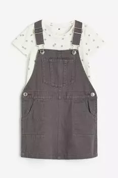 Комплект из 2 предметов из хлопка H&amp;M, серый деним