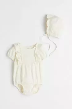 Комплект из 2 предметов из хлопка H&M, сливочный