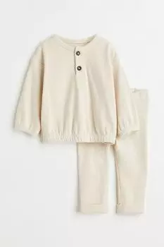 Комплект из 2 предметов из хлопка H&amp;M, светло-бежевый