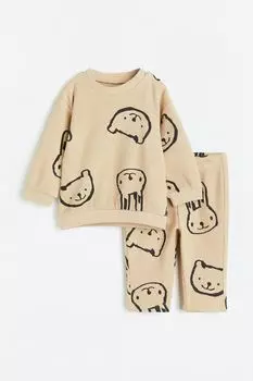 Комплект из 2 предметов из хлопка H&amp;M, светло-бежевый/кролики