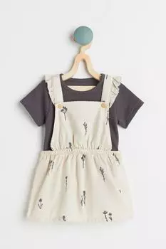 Комплект из 2 предметов из хлопка H&amp;M, темно-серый/цветы