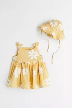 Комплект из 2 предметов из хлопка H&amp;M, желтый/цветочный