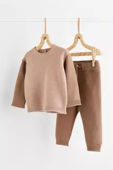 Комплект из 2 предметов из хлопкового трикотажа H&amp;M, пыльно-розовый/темно-бежевый
