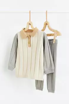 Комплект из 2 предметов из хлопкового трикотажа H&M, серые/цветные блоки