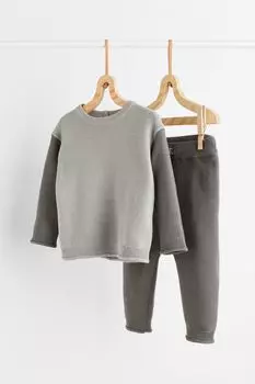 Комплект из 2 предметов из хлопкового трикотажа H&amp;M, светло-серый/серый