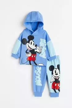Комплект из 2 предметов из толстовки H&M, синий/микки маус